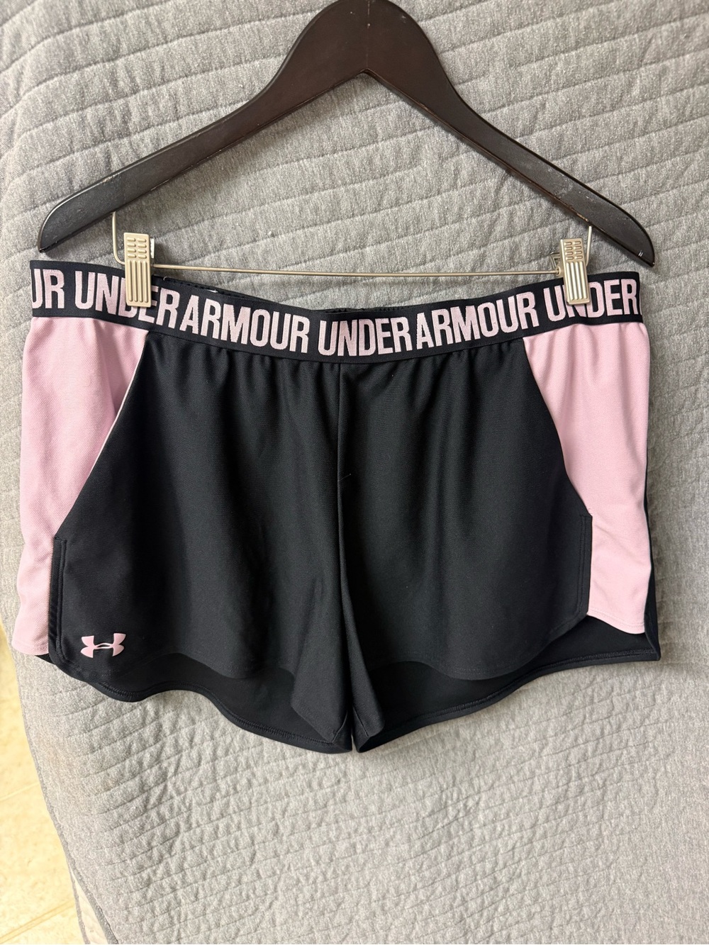 Under Armour Black and Pink Women's Athletic Shorts